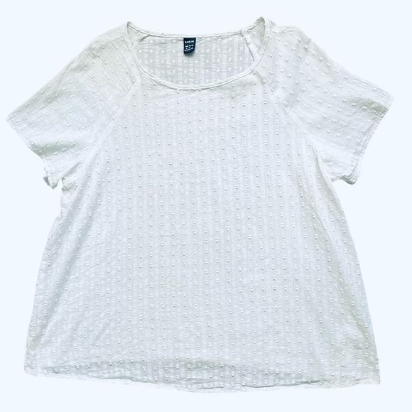 SHEIN White Textured Blouse Medium square neckline short sleeves 100% cotton - Picture 6 of 12